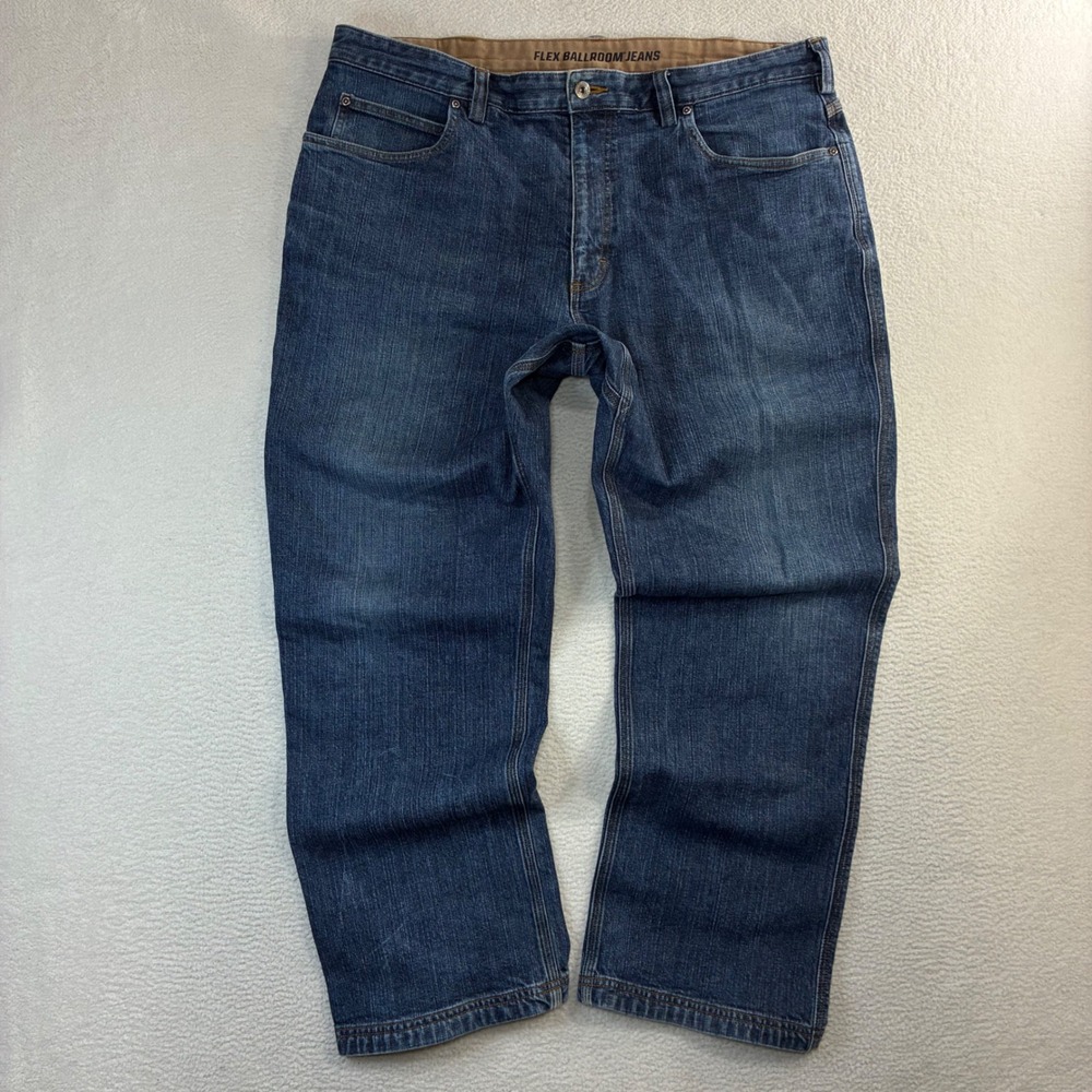 Duluth Trading‎ Co Flex Ballroom Jeans Men 40x30 Blue Relaxed Faded Workwear